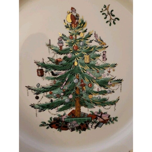 Spode Christmas Tree Gold 75th Anniversary Edition 12” Round Platter Macy's BOX - Picture 2 of 11